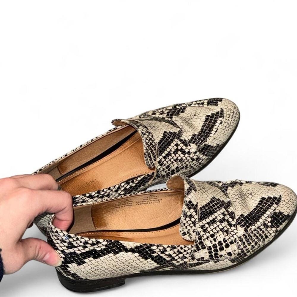 Snake print slip on loafers